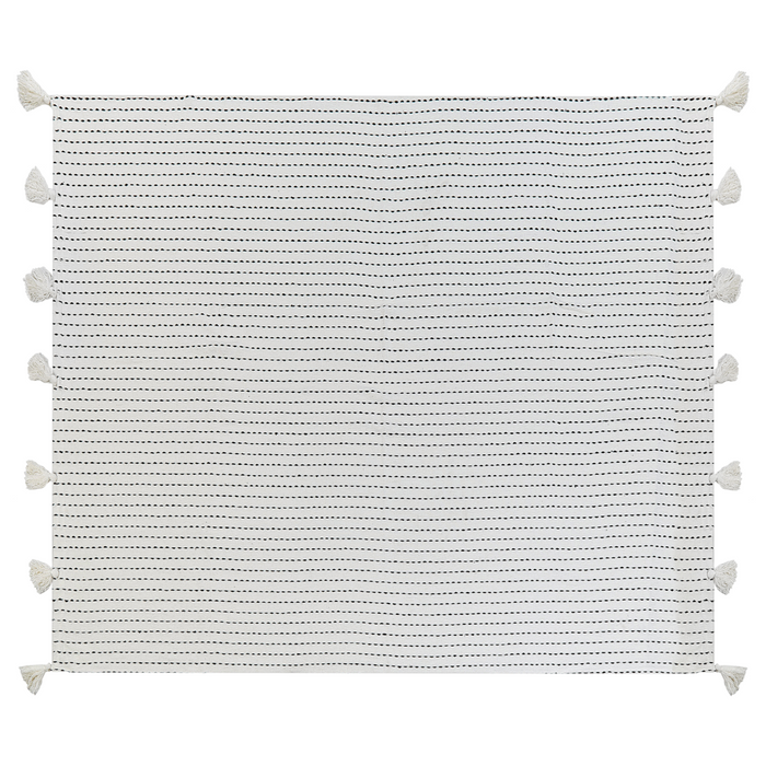 Copriletto in tessuto di cotone bianco sporco 220 x 240 cm con frange Decorativo Biancheria da letto Design classico Camera da letto