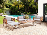 Copri cuscino per giardino grigio resistente ai raggi UV con cerniera per sedili e schienali