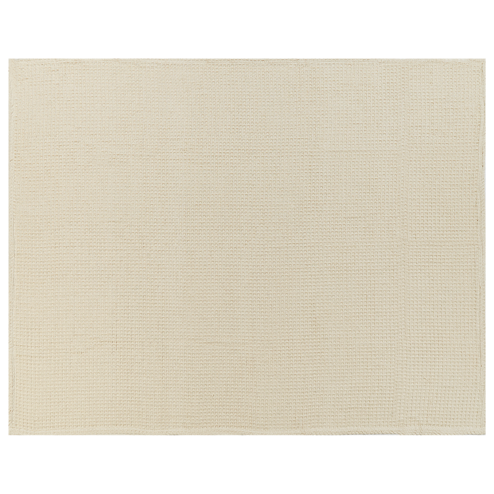 Copriletto in cotone beige  150 x 200 cm con motivo a quadretti, decorativo, per il soggiorno e la camera da letto.