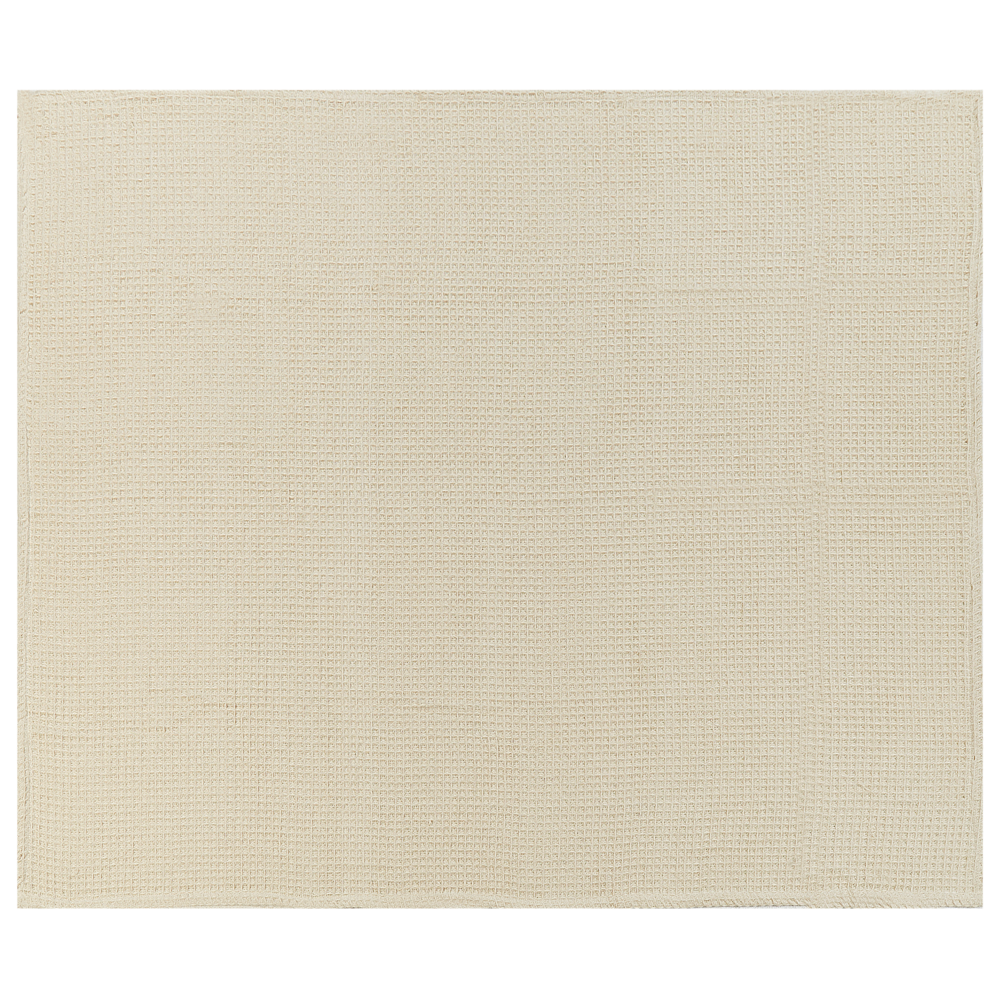 Copriletto in cotone beige chiaro 150 x 200 cm con motivo a quadretti, decorativo, per il soggiorno e la camera da letto.