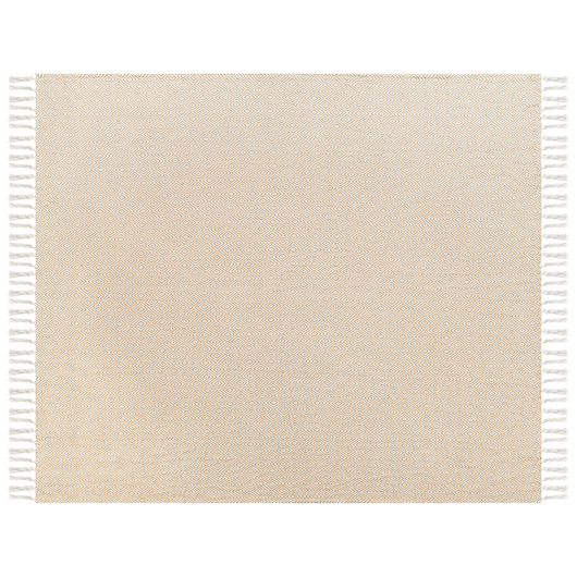 Copriletto in cotone beige 220 x 240 cm con frange Soggiorno Camera da letto Tessili