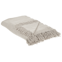 Copriletto grigio chiaro in tessuto di cotone 150 x 200 cm con frange Coperta decorativa Biancheria da letto design classico Camera da letto