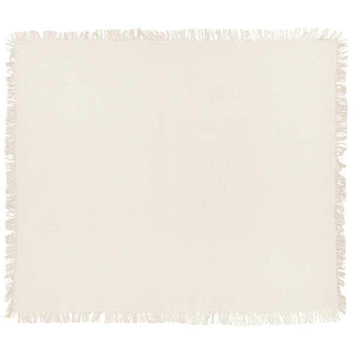 Copriletto bianco sporco in tessuto di cotone 220 x 240 cm con frange Coperta decorativa Biancheria da letto design classico Camera da letto