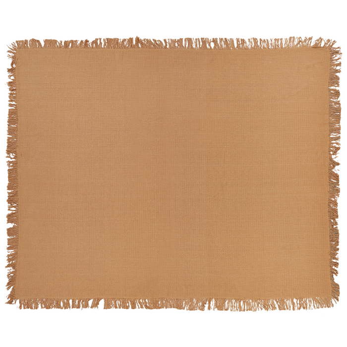 Copriletto marrone in tessuto di cotone 150 x 200 cm con frange Coperta decorativa Biancheria da letto design classico Camera da letto