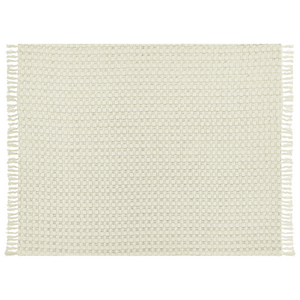 Copriletto in tessuto di cotone bianco sporco 150 x 200 cm con frange Coperta decorativa Biancheria da letto design classico Camera da letto