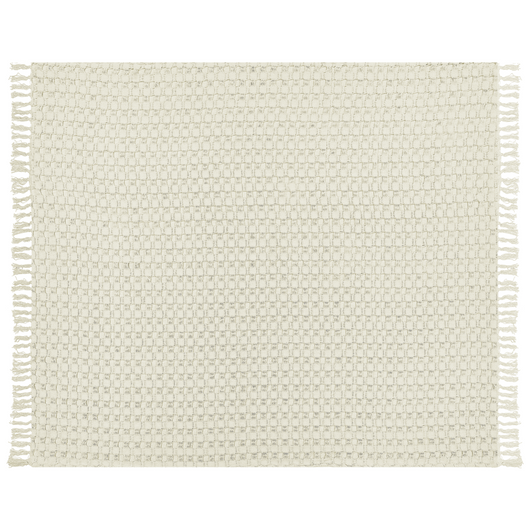 Copriletto in tessuto di cotone bianco sporco 200 x 220 cm con frange Coperta decorativa Biancheria da letto design classico Camera da letto