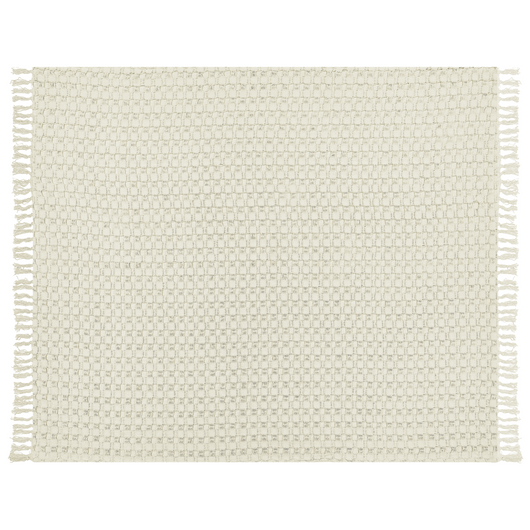 Copriletto in tessuto di cotone bianco sporco 220 x 240 cm con frange Coperta decorativa Biancheria da letto design classico Camera da letto