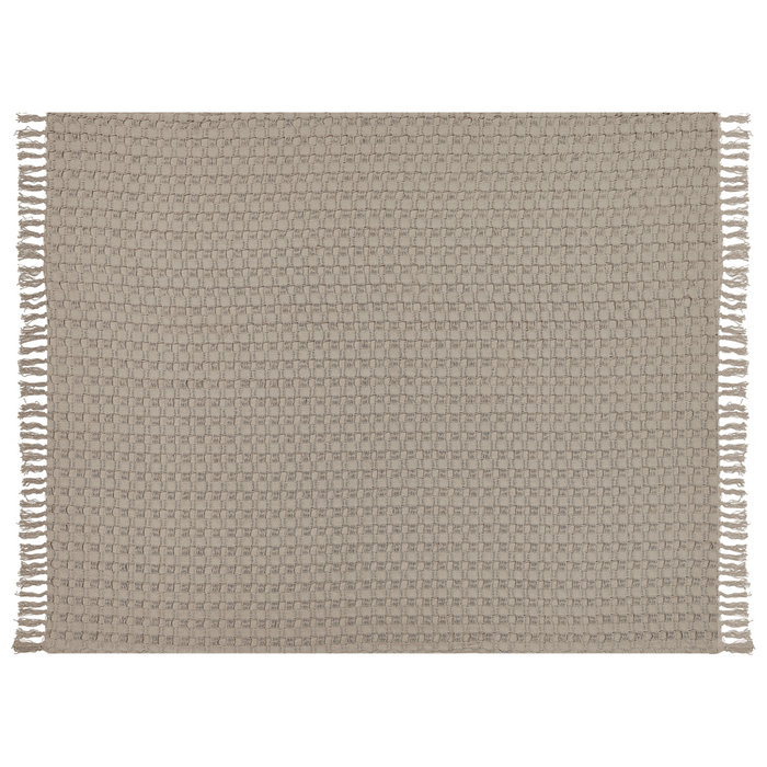 Copriletto in tessuto di cotone tortora 150 x 200 cm con frange Coperta decorativa Biancheria da letto design classico Camera da letto