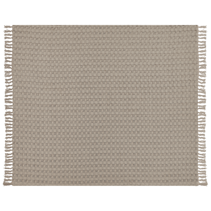 Copriletto in tessuto di cotone tortora 200 x 220 cm con frange Coperta decorativa Biancheria da letto design classico Camera da letto