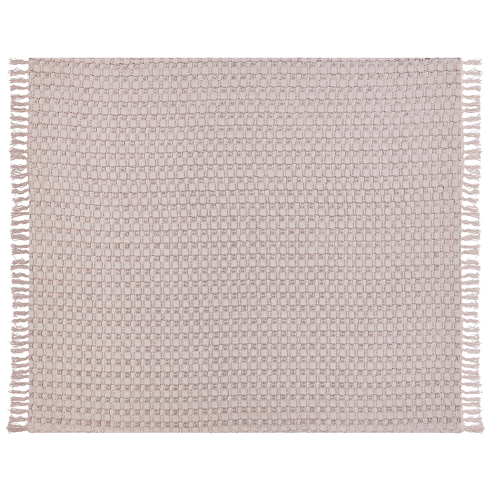 Copriletto in tessuto di cotone rosa chiaro 200 x 220 cm con frange Coperta decorativa Biancheria da letto design classico Camera da letto