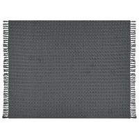 Copriletto in tessuto di cotone grigio scuro 150 x 200 cm con frange Coperta decorativa Biancheria da letto design classico Camera da letto