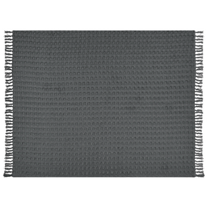 Copriletto in tessuto di cotone grigio scuro 150 x 200 cm con frange Coperta decorativa Biancheria da letto design classico Camera da letto