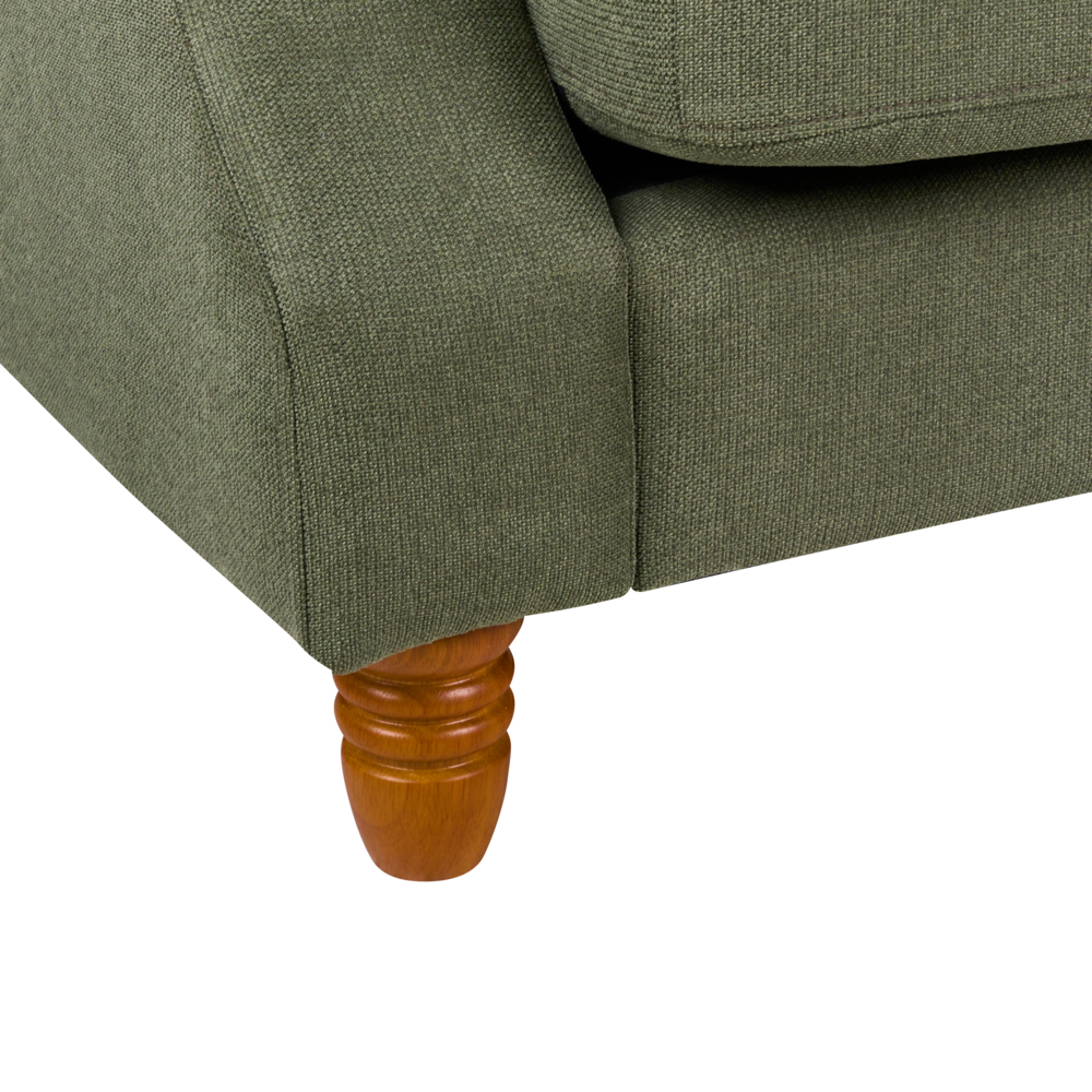 Divano con 6 cuscini Rivestimento in tessuto verde Gambe in legno chiaro 2 posti