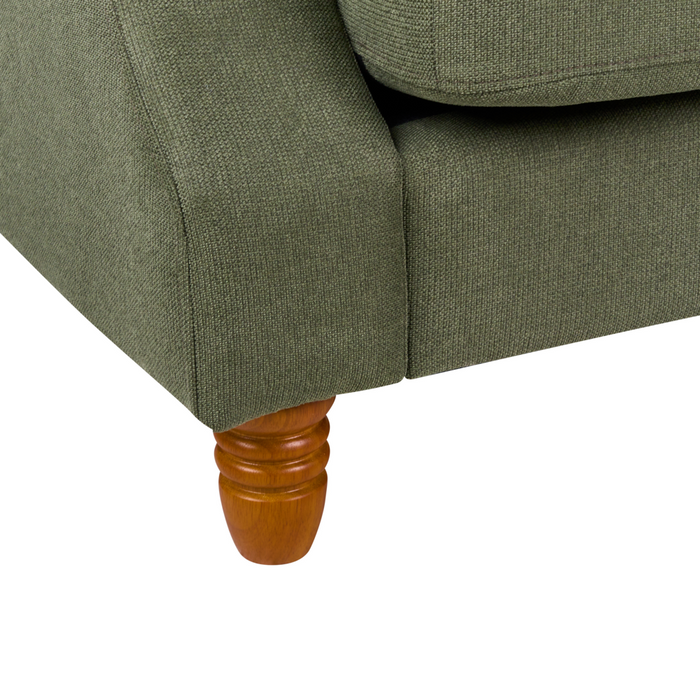 Divano con 6 cuscini Rivestimento in tessuto verde Gambe in legno chiaro 2 posti