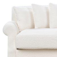 Divano con 6 cuscini Rivestimento in tessuto bianco sporco Gambe in legno chiaro 2 posti