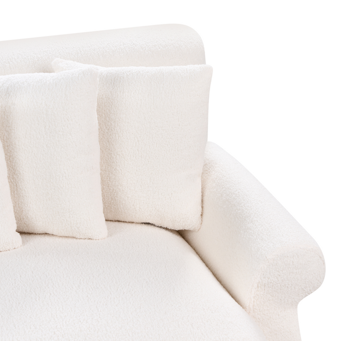 Divano con 6 cuscini Rivestimento in tessuto bianco sporco Gambe in legno chiaro 2 posti