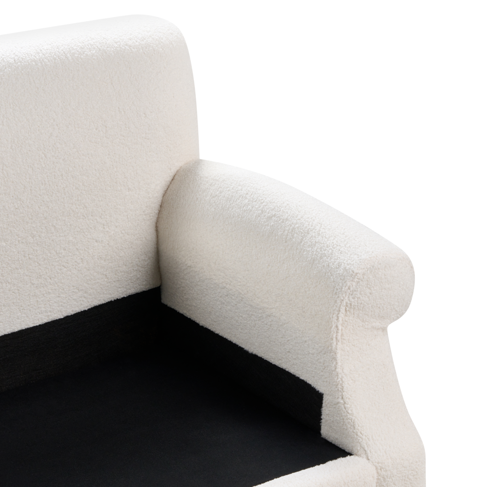 Divano con 6 cuscini Rivestimento in tessuto bianco sporco Gambe in legno chiaro 2 posti