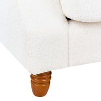 Divano con 6 cuscini Rivestimento in tessuto bianco sporco Gambe in legno chiaro 2 posti