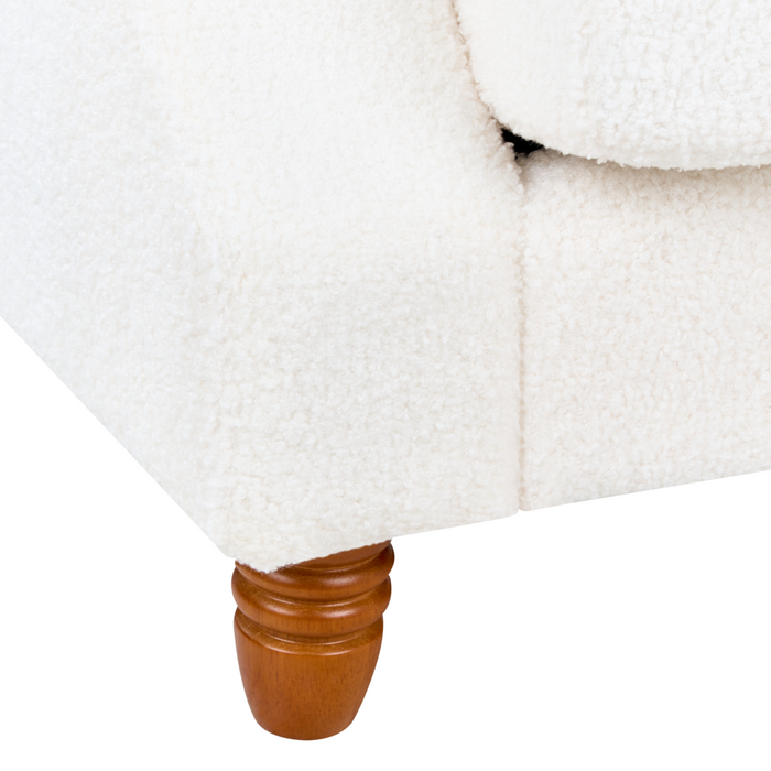 Divano con 6 cuscini Rivestimento in tessuto bianco sporco Gambe in legno chiaro 2 posti