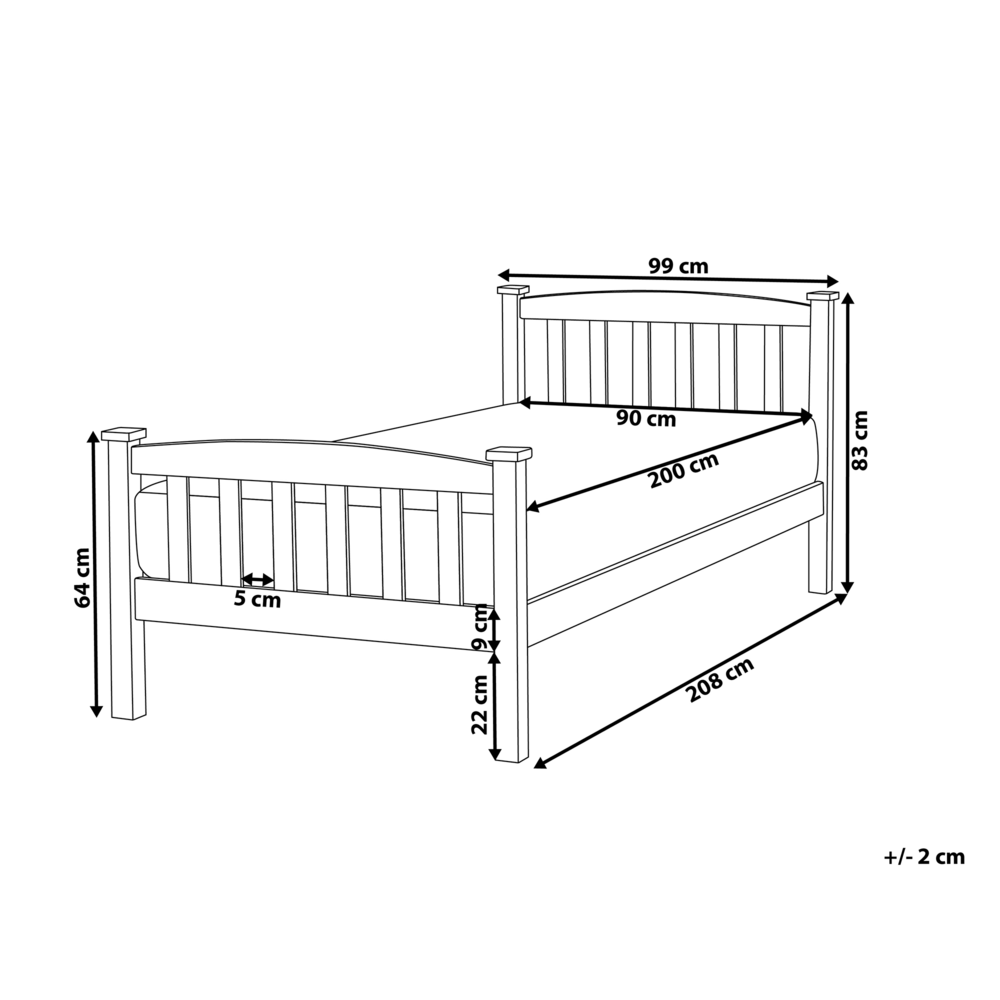 Letto singolo in legno di pino chiaro 90 x 200 cm rete a doghe
