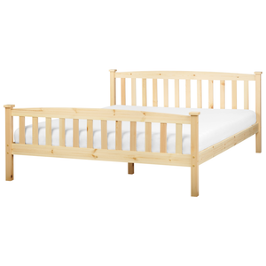 Letto matrimoniale in legno di pino chiaro 160 x 200 cm rete a doghe