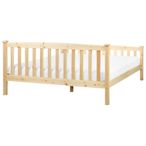 Letto matrimoniale in legno di pino chiaro 160 x 200 cm rete a doghe