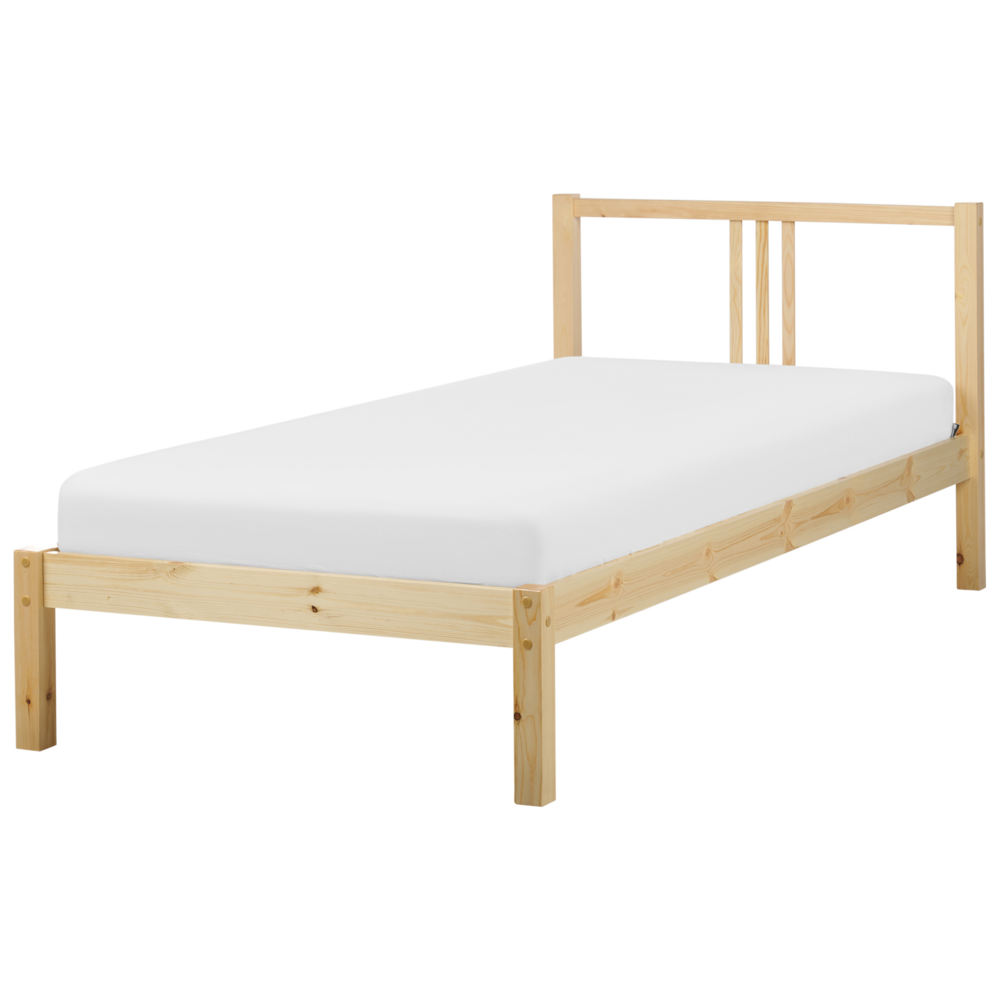 Letto in Legno di pino Chiaro con Rete a Doghe Stile Classico 90 x 200 cm