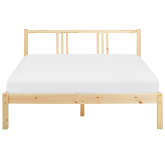 Letto in Legno di pino Chiaro con Rete a Doghe Stile Classico 140 x 200 cm