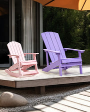 Sedia a dondolo da giardino in plastica rosa chiaro per bambini resistente agli agenti atmosferici in stile moderno
