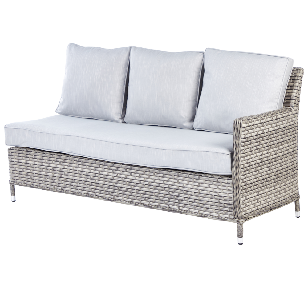 Set di divani da giardino in rattan PE a 9 posti, grigio, con tavolo e pouf cuscini grigi