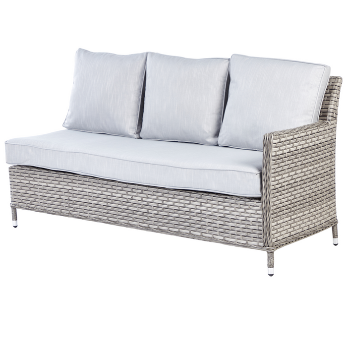 Set di divani da giardino in rattan PE a 9 posti, grigio, con tavolo e pouf cuscini grigi
