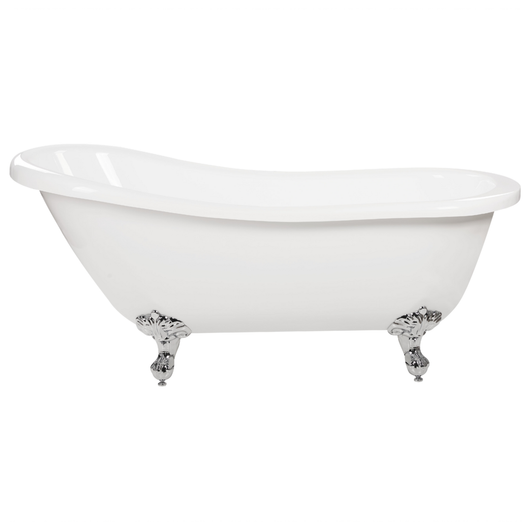 Vasca da bagno bianca con acrilico sanitario argento 153 x 77 cm Vasca autoportante con piedini design retrò tradizionale