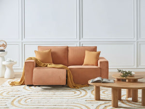 Comodo divano a 2 posti arancione con funzione reclinabile stile moderno