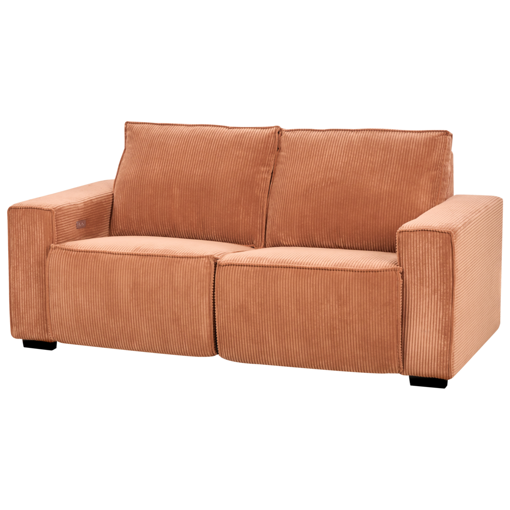 Comodo divano a 2 posti arancione con funzione reclinabile stile moderno