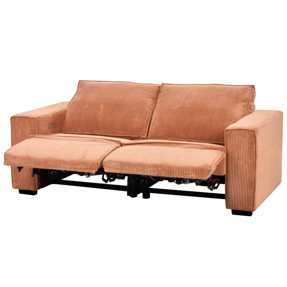 Comodo divano a 2 posti arancione con funzione reclinabile stile moderno