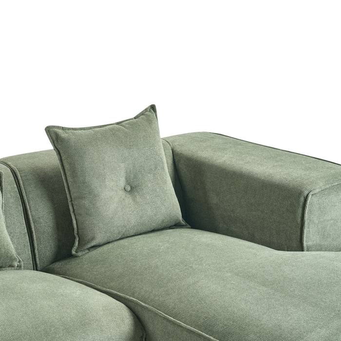 Divano Angolare Ciniglia Verde Scuro 3 Posti Cuscini Extra versione sinistra stile Moderno