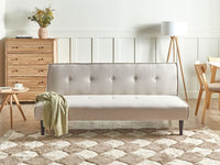 Divano Letto a 3 Posti in Tessuto beige chiaro Senza Braccioli con Bottoni Click Clack