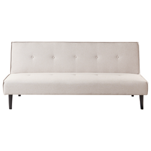 Divano Letto a 3 Posti in Tessuto beige chiaro Senza Braccioli con Bottoni Click Clack