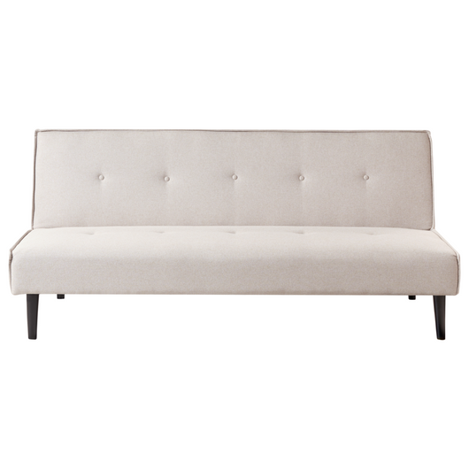 Divano Letto a 3 Posti in Tessuto beige chiaro Senza Braccioli con Bottoni Click Clack