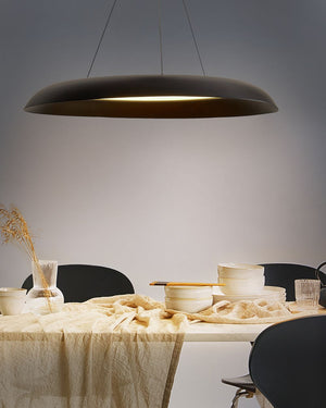 Lampada a sospensione moderna ad anello LED integrato forma rotonda in metallo nero stile moderno glamour