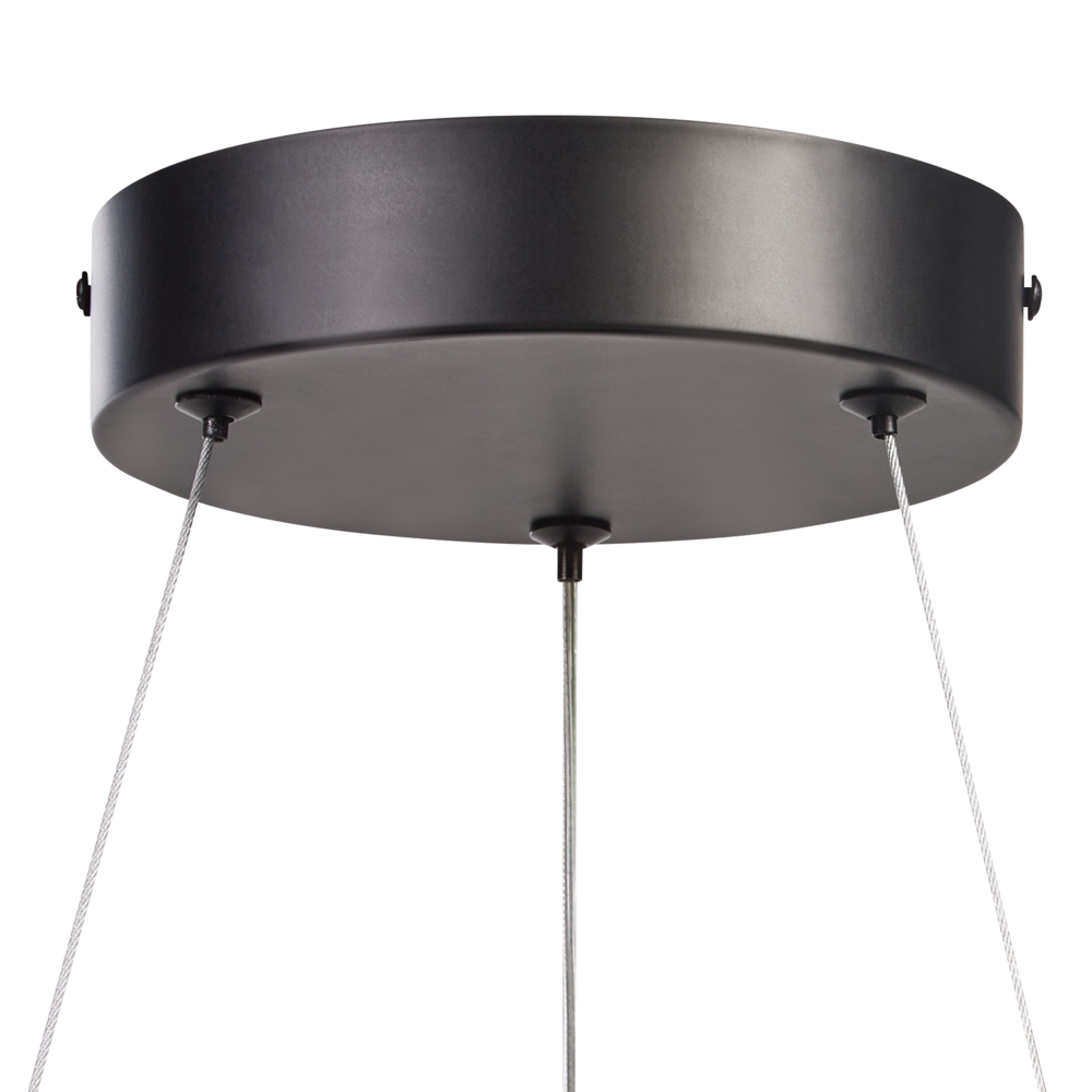 Lampada a sospensione moderna ad anello LED integrato forma rotonda in metallo nero stile moderno glamour