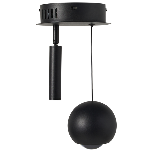 Lampadario moderno 2 luci LED integrati con paralume rotondo in metallo nero verniciato forma decorativa stile moderno