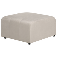 Divano componibile a 2 posti con pouf rivestito con velluto beige stile moderno