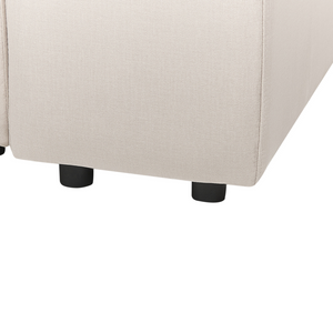 Divano componibile a 3 posti rivestito con velluto beige stile moderno