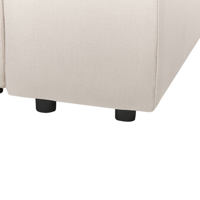 Divano componibile a 3 posti rivestito con velluto beige stile moderno