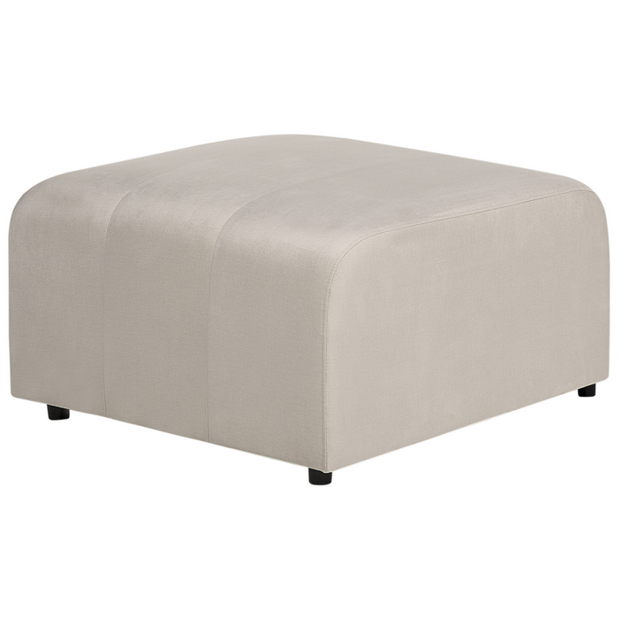 Divano componibile a 3 posti con pouf rivestito con velluto beige stile moderno