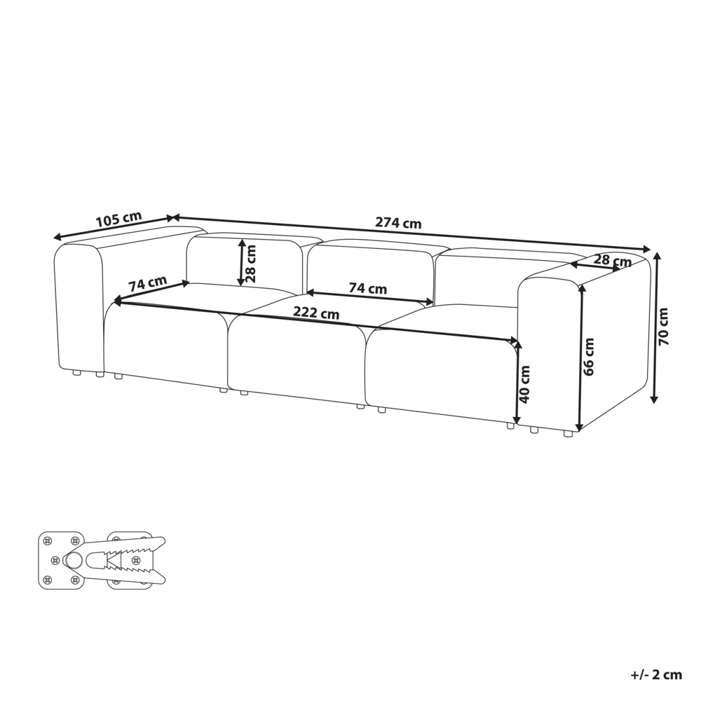Divano componibile a 3 posti rivestito con velluto grigio scuro stile moderno