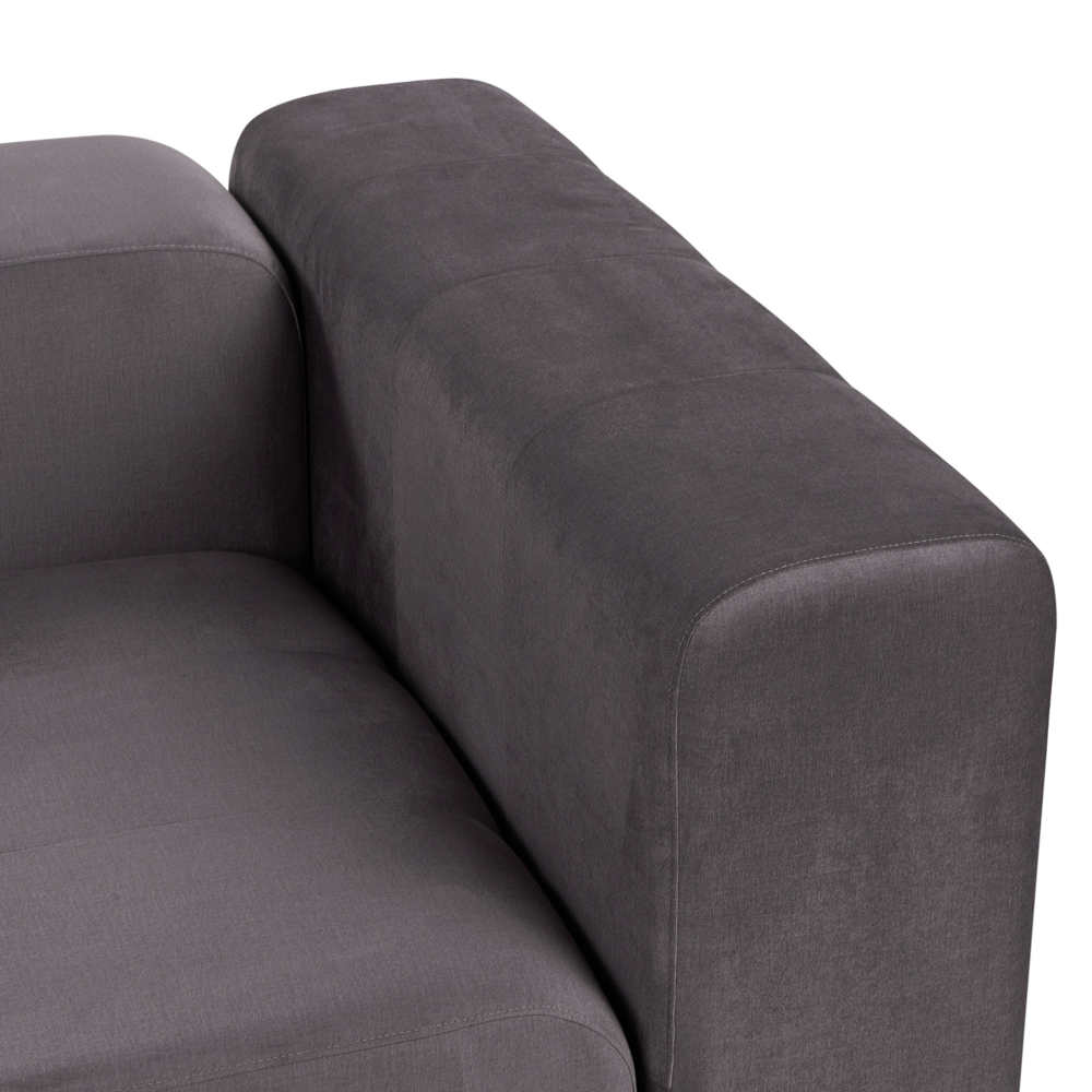 Divano componibile a 3 posti rivestito con velluto grigio scuro stile moderno