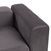 Divano componibile a 3 posti rivestito con velluto grigio scuro stile moderno