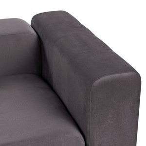 Divano componibile a 3 posti rivestito con velluto grigio scuro stile moderno